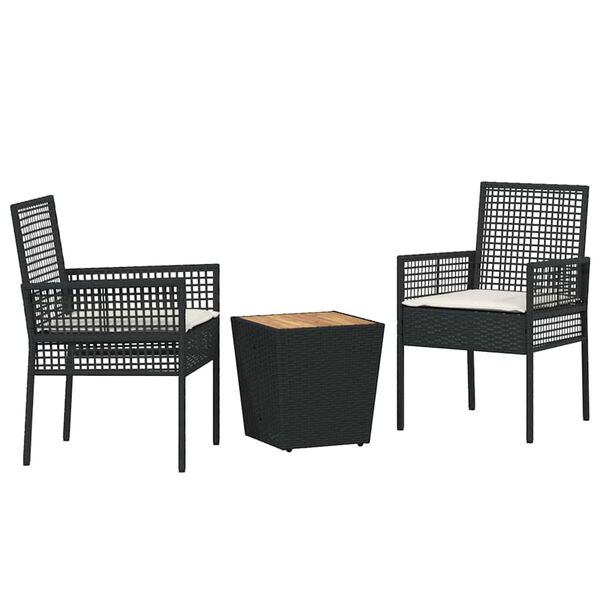 vidaXL Puutarhan Bistro Set 3 pcs Musta polyrottinki