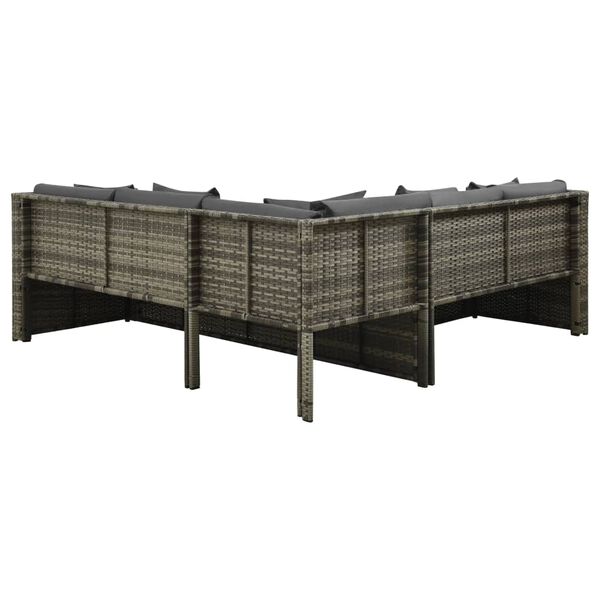 vidaXL 4-osainen Puutarhasohvasarja tyynyillä polyrottinki harmaa