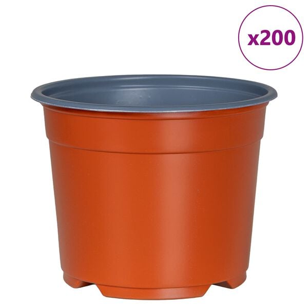 vidaXL Kukkaruukku 200 pcs Terrakotta &Oslash; 15 x 12.5 cm Muovi
