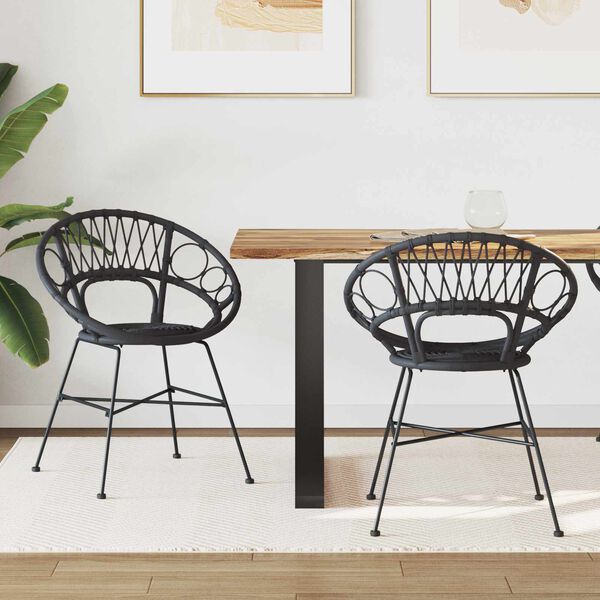 vidaXL Ruokatuoli 2 pcs Musta 49 x 51 x 81 cm Roikka ja rauta