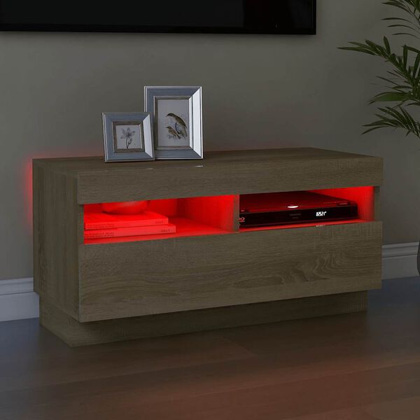 vidaXL TV-taso LED-valoilla Sonoma-tammi 80x35x40 cm