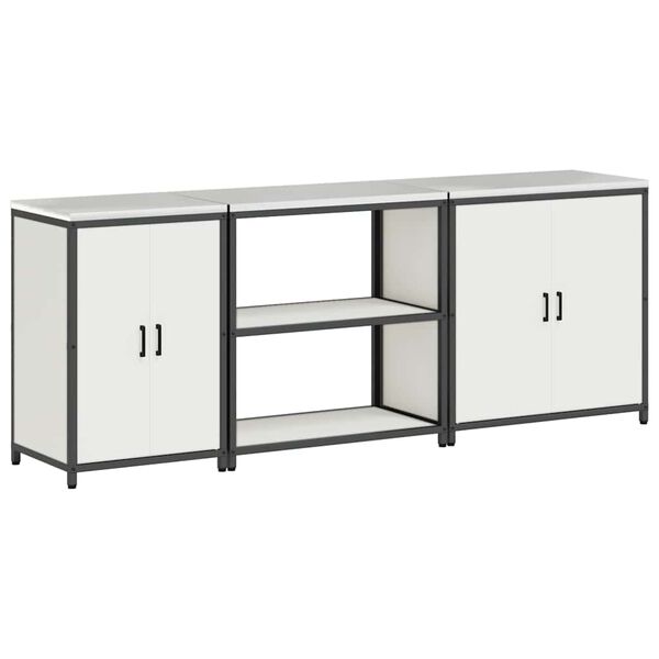 vidaXL Keitti&ouml;n s&auml;ilytyssarja hyllyll&auml; Muut 3 pcs Valkoinen Ter&auml;s