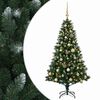 vidaXL Muovinen joulukuusi koristeilla 120 cm 150 LEDi&auml;