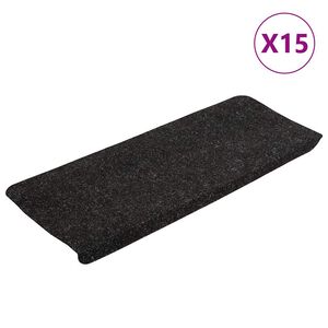 vidaXL Itsekiinnittyv&auml;t porrasmatot 15 kpl 65x24,5x3,5 cm antrasiitti