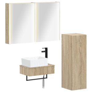 vidaXL Kylpyhuonekalustesetti 4 pcs Sonoma-tammi Tekninen puu ja lasi