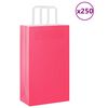 vidaXL Paperikassit 250 kpl kahvoilla pinkki 21x11x36 cm
