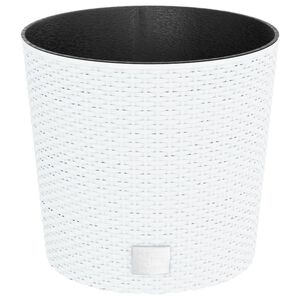 vidaXL Kukkalaatikko irrotettava sisus valkoinen 15/15,3 l PP rottinki