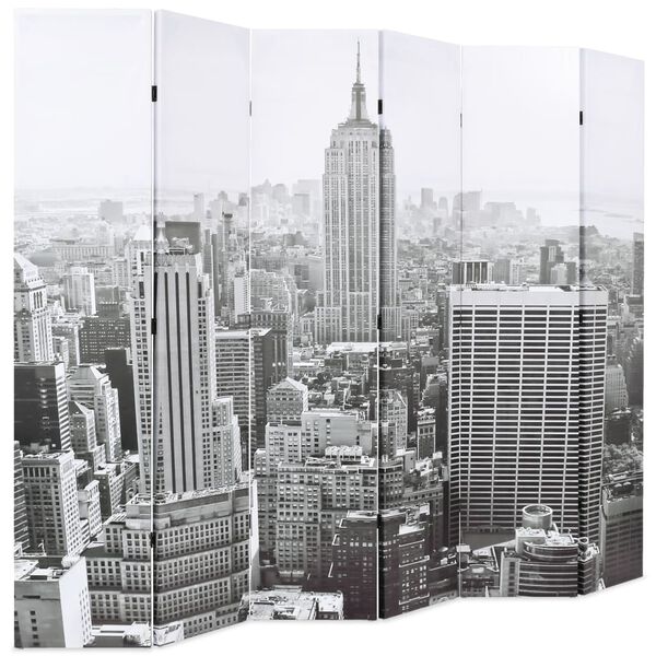 vidaXL Taitettava tilanjakaja 228x170 cm New York mustavalkoinen