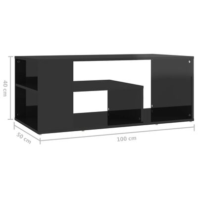 vidaXL Sohvapöytä korkeakiilto musta 100x50x40 cm lastulevy