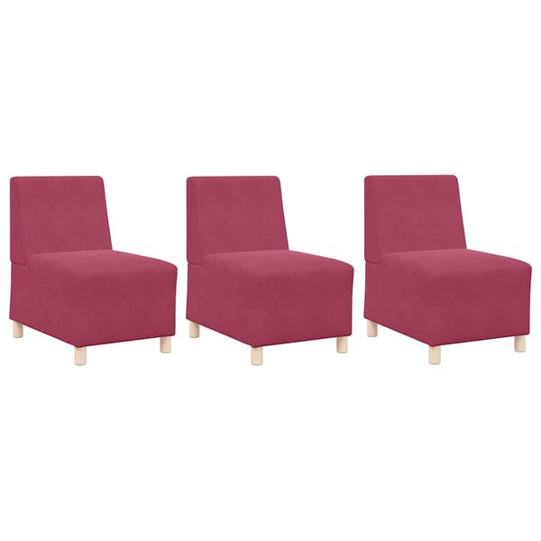 vidaXL Modulaarinen k&auml;sinojatonta sohva-yksikk&ouml; 3 pcs Viininpunainen