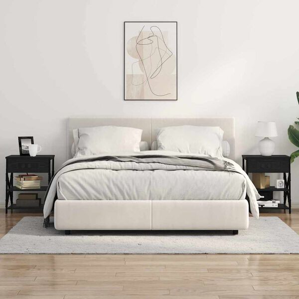 vidaXL Y&ouml;p&ouml;yt&auml;kaappi 2 pcs Musta tammi. 41 x 31 x 51 cm Tekninen puu