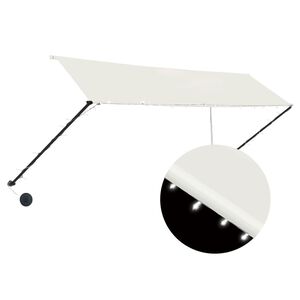 vidaXL Sis&auml;&auml;nkelattava markiisi LEDill&auml; 350x150 cm kerma