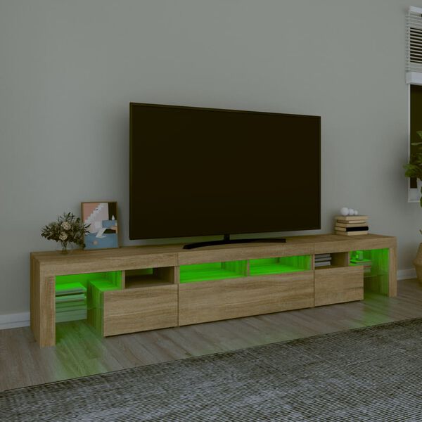 vidaXL TV-taso LED-valoilla Sonoma-tammi 230x36,5x40 cm