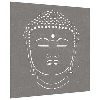 vidaXL Puutarhaseinäkoriste 55x55 cm corten teräs Buddhan pääkuvio