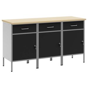 vidaXL Ty&ouml;p&ouml;yt&auml;kaappi lukkoon 3 kpl Mustat ja harmaa 150 x 55 x 85 cm