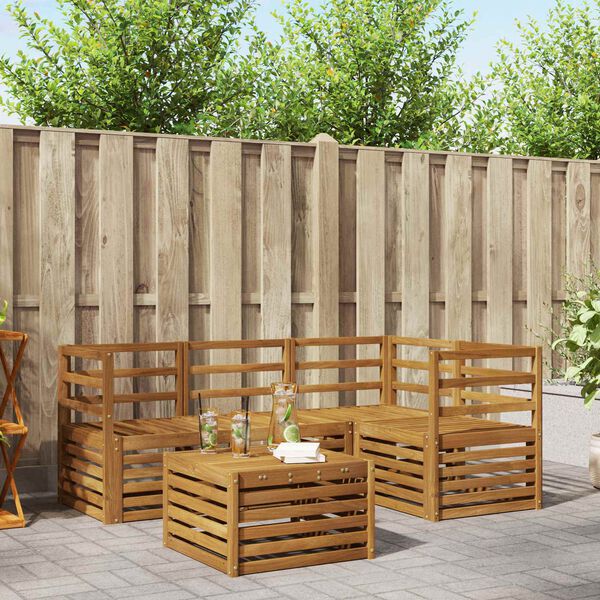 vidaXL Sohvasarjat 5 pcs Luonnollinen Tihe&auml; akasiapuu