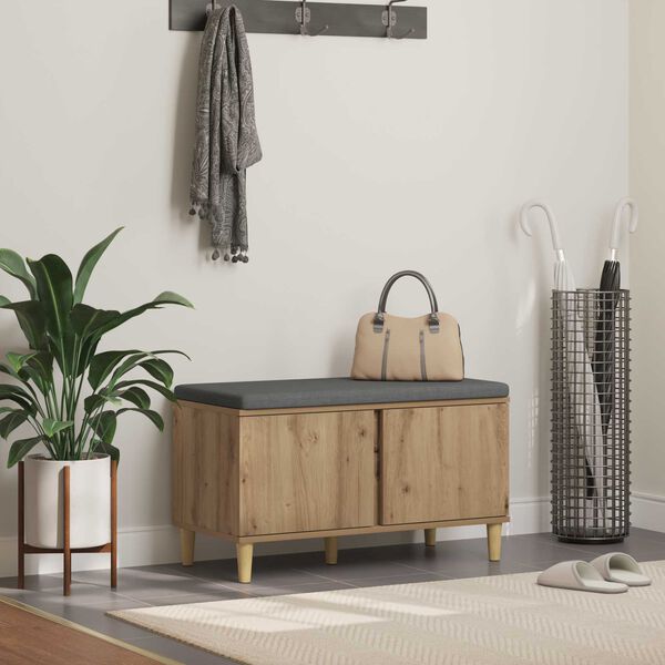 vidaXL Halli penkki tyynyll&auml; ovella Artisan tammi 80 x 38 x 46 cm