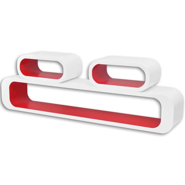 vidaXL Sein&auml;hyllykuutiot 3 kpl MDF valkoinen ja punainen