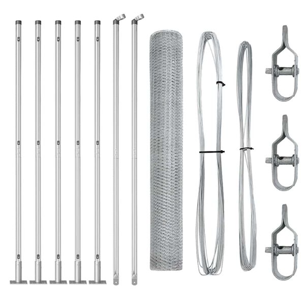 vidaXL Aita paalujen kanssa Hopea 0.8 x 10 m