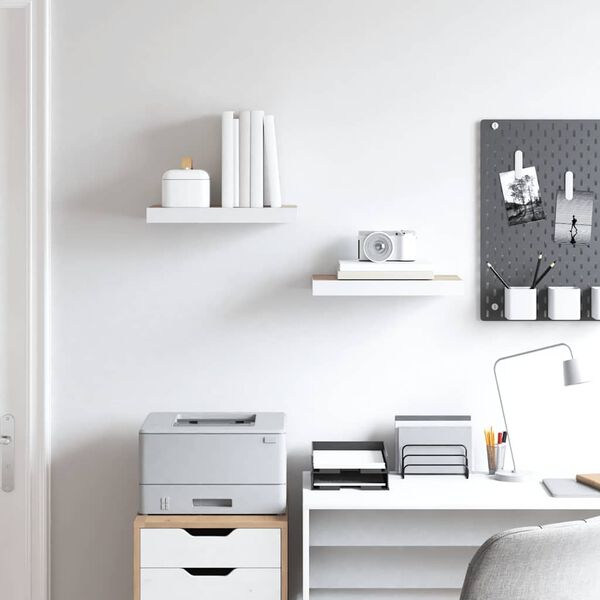 vidaXL Kelluvat sein&auml;hyllyt 2 kpl tammi ja valkoinen 40x23x3,8 cm MDF