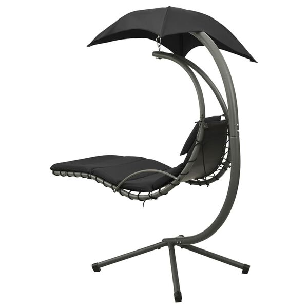 vidaXL Puutarhan riippukeinu musta ja harmaa 190x90x200 cm kangas