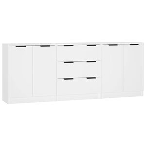vidaXL 3-osainen Senkki valkoinen tekninen puu
