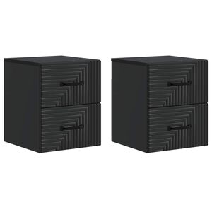 vidaXL Sein&auml;lle Kiinnitett&auml;v&auml; Y&ouml;p&ouml;yt&auml; 2 pcs Musta 34,5 x 33 x 40 cm