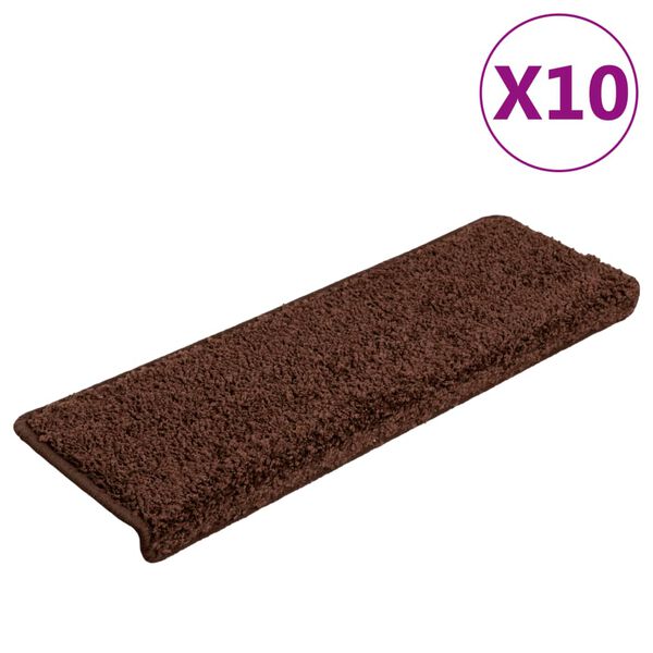 vidaXL Portaiden matot 10 kpl 65x21x4 cm ruskea suorakaiteen muotoinen reuna