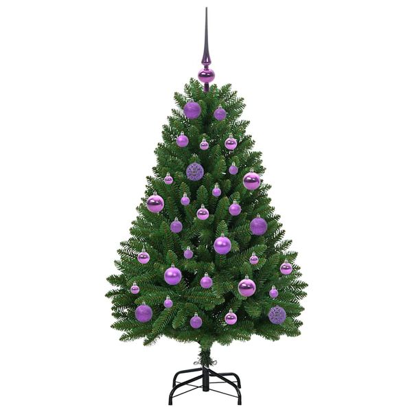 vidaXL Tekojoulukuusi 150 LED-valoilla Vihreä 120 cm PVC ja metalli