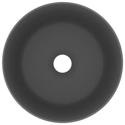 vidaXL Ylellinen pesuallas pyöreä matta tummanharmaa 40x15 cm keraami