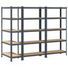 vidaXL 5-tasoiset varastohyllyt 3 kpl antrasiitti ter&auml;s / tekninen puu