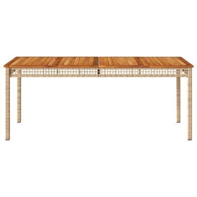 vidaXL Puutarhapöytä beige 180x90x75 cm polyrottinki ja akasiapuu