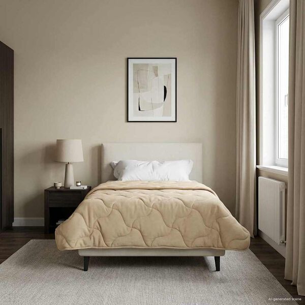 vidaXL Koko Vuoden Peitto Quiltottu Kerma 140 x 200 cm