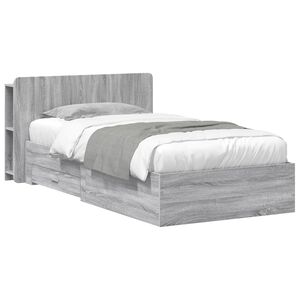 vidaXL S&auml;nkykehys varastolla p&auml;&auml;tyll&auml; Harmaa Sonoma 2FT6 Small Single