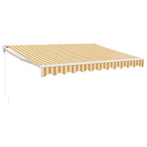 vidaXL Sis&auml;&auml;nkelattava markiisi keltavalkoinen 3x2,5 m kangas/alumiini