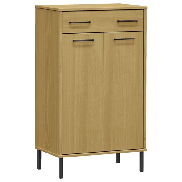 vidaXL Kenkäkaappi metallijaloilla ruskea täysi mänty OSLO