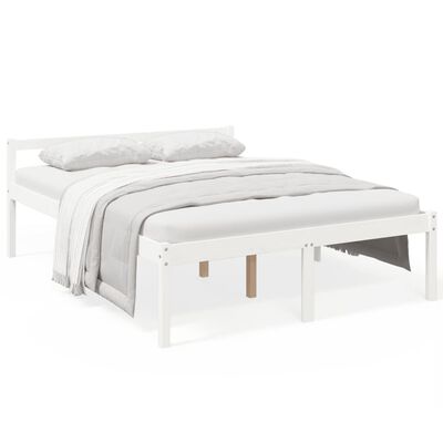 vidaXL Vanhusten sänky valkoinen 150x200 cm King Size täysi mänty
