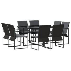 vidaXL Piharuokailu setti 9 pcs Musta Ter&auml;s