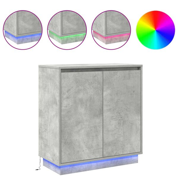 vidaXL LED-p&ouml;yt&auml;taso Betoni Harmaa 71 x 34,5 x 75 cm Tekninen puu