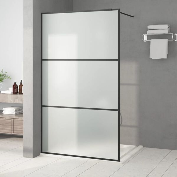 vidaXL Walk-in suihkusein&auml;ke musta 115x195 cm huurrettu ESG-lasi