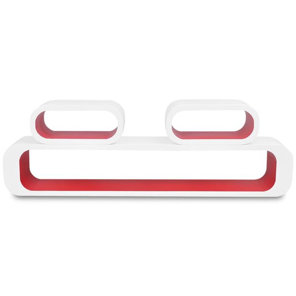 vidaXL Sein&auml;hyllykuutiot 3 kpl MDF valkoinen ja punainen