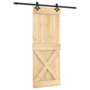 vidaXL Liukuovi Luonnollinen ja musta 80 x 210 cm Massiivinen m&auml;nty