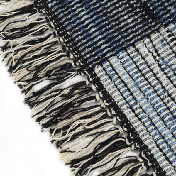 vidaXL Käsin punottu chindi-matto denim 120x170 cm sininen