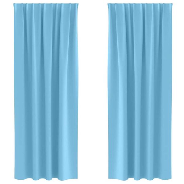 vidaXL Piment&auml;v&auml; verho renkailla 2 pcs Vaaleansininen 260 x 140 cm