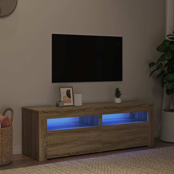 vidaXL TV-taso LED-valoilla Sonoma-tammi 120x35x40 cm