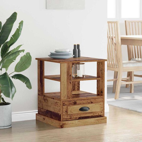 vidaXL Y&ouml;p&ouml;yt&auml;kaappi hyllyll&auml; Vanha puu 50 x 50 x 60 cm Tekninen puu