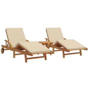 vidaXL Aurinkotuoli 3 kpl Tihe&auml; akasiapuu Beige