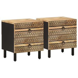 vidaXL S&auml;nkykaapit 2 kpl Musta 40x33,5x46 cm Massiivipuuta Mango