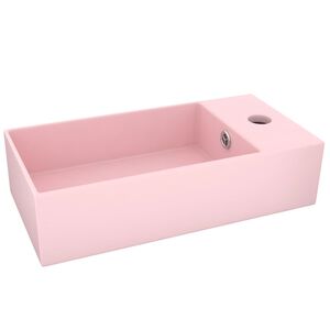 vidaXL Kylpyhuoneen pesuallas ylivuodolla keraaminen matta pinkki