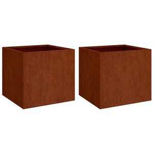 vidaXL Kukkalaatikot 2 kpl 49x47x46 cm Corten ter&auml;s